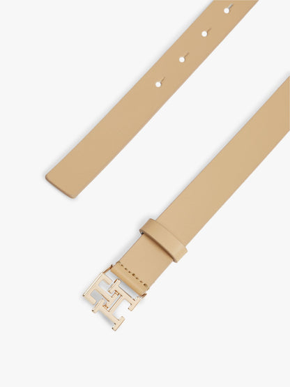 Tommy Hilfiger Monogram Buckle Leather Belt