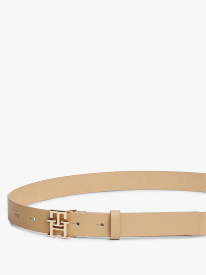 Tommy Hilfiger Monogram Buckle Leather Belt