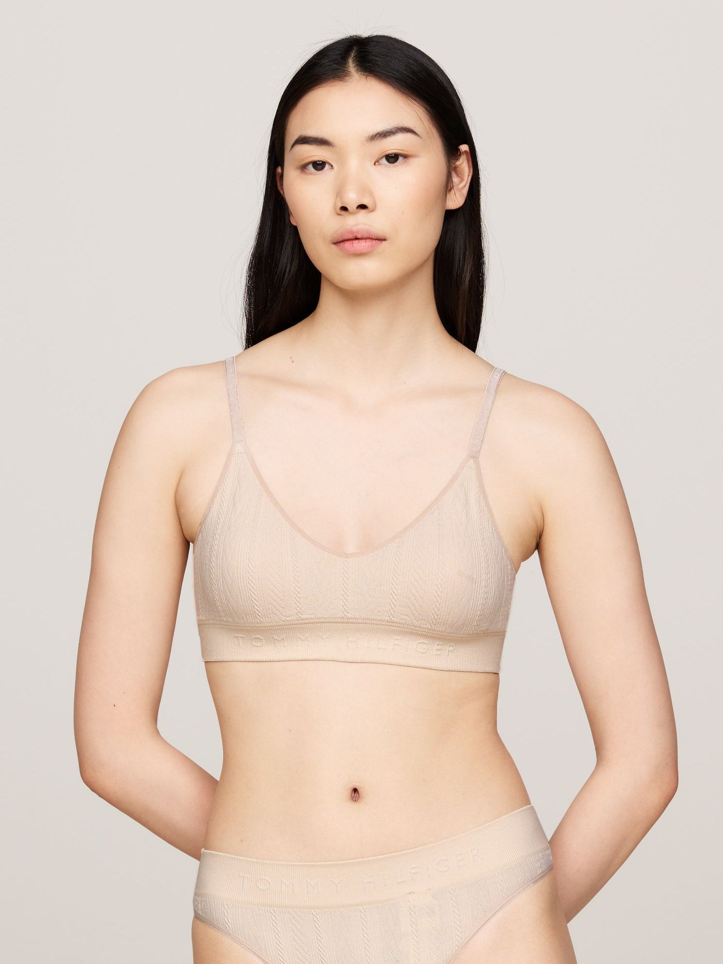 Tommy Hilfiger Logo Knit Unlined Triangle Bra