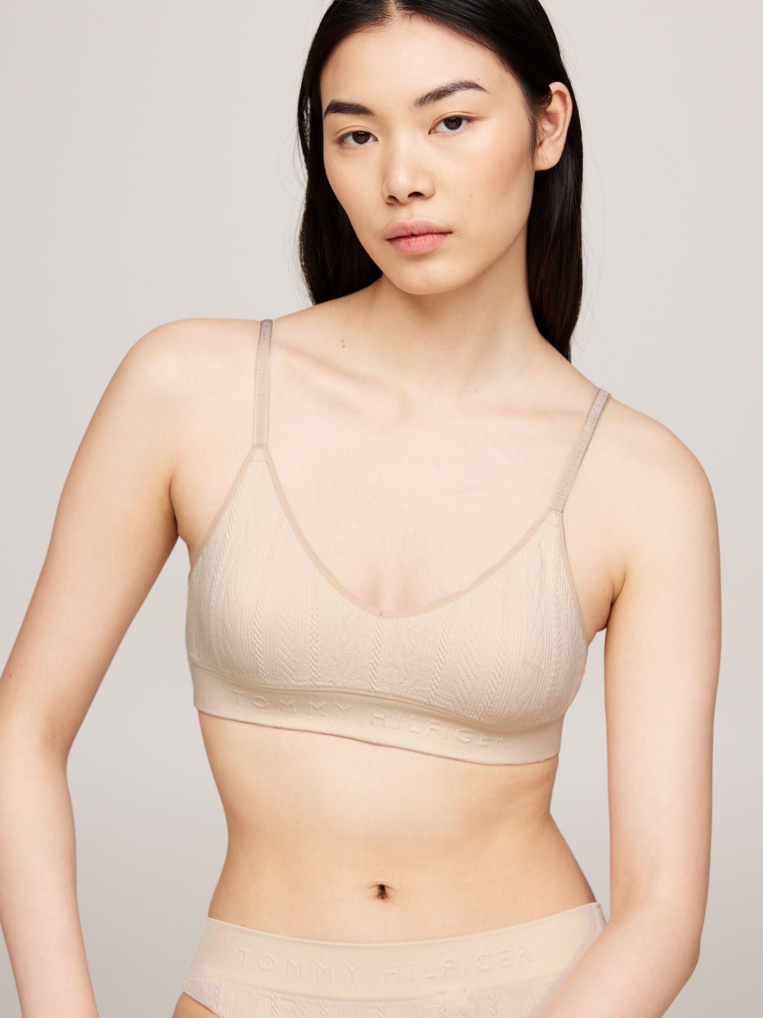 Tommy Hilfiger Logo Knit Unlined Triangle Bra