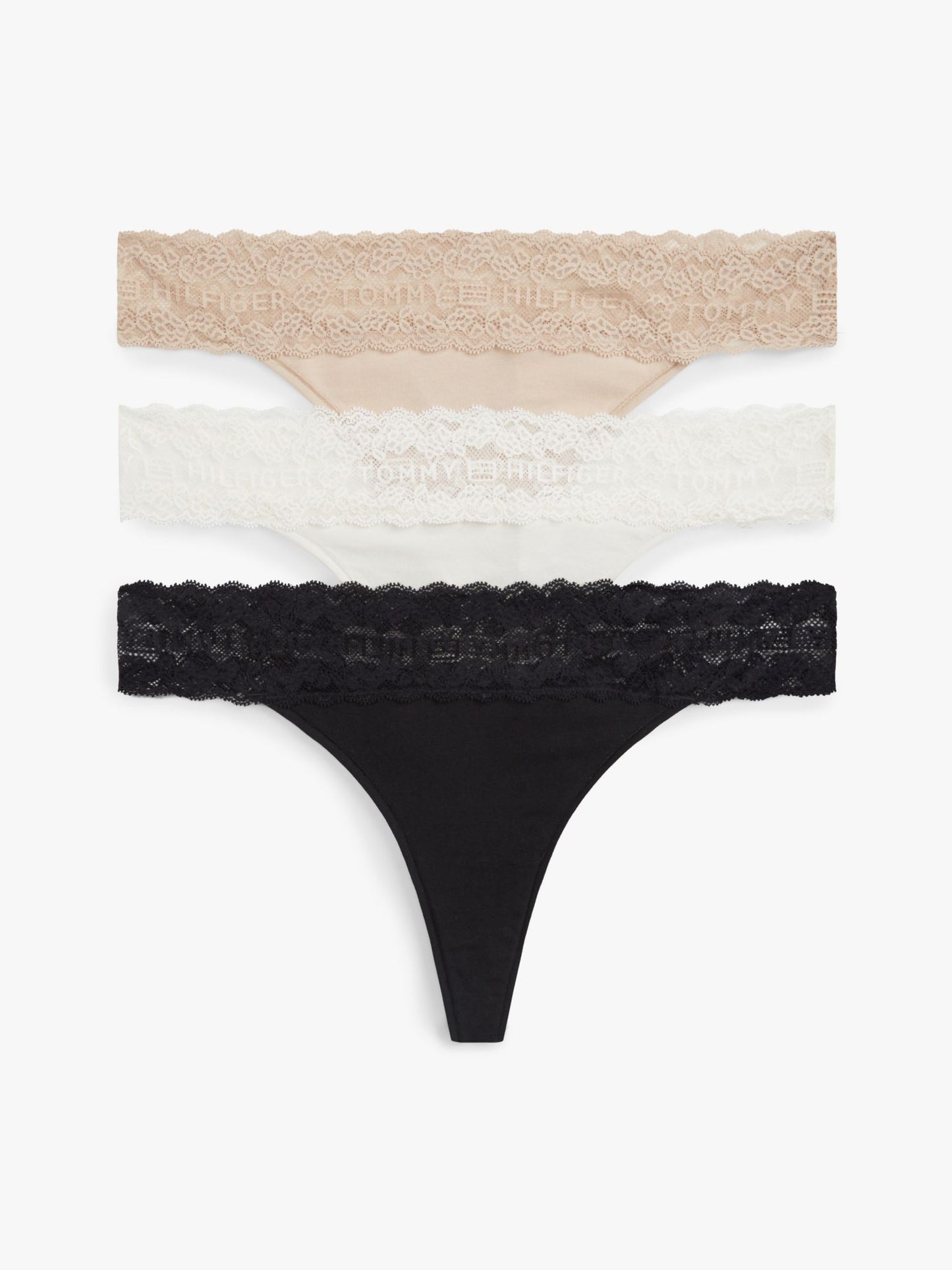 Tommy Hilfiger Lace-Trim Thong 3-Pack