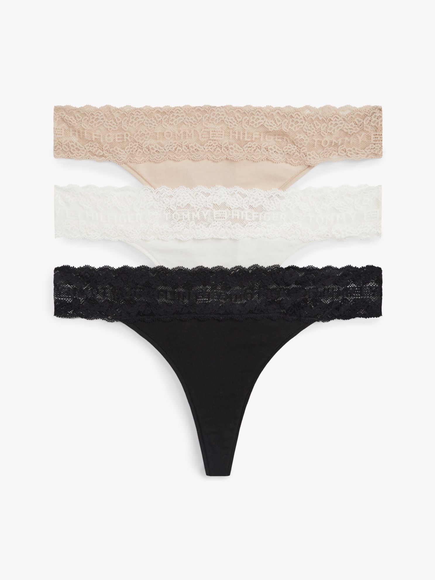 Tommy Hilfiger Lace-Trim Thong 3-Pack