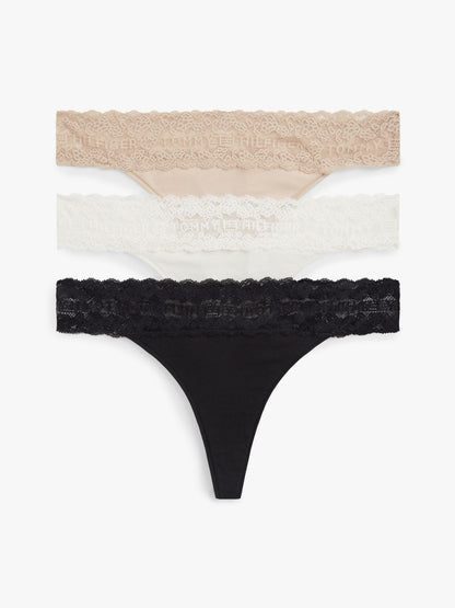 Tommy Hilfiger Lace-Trim Thong 3-Pack