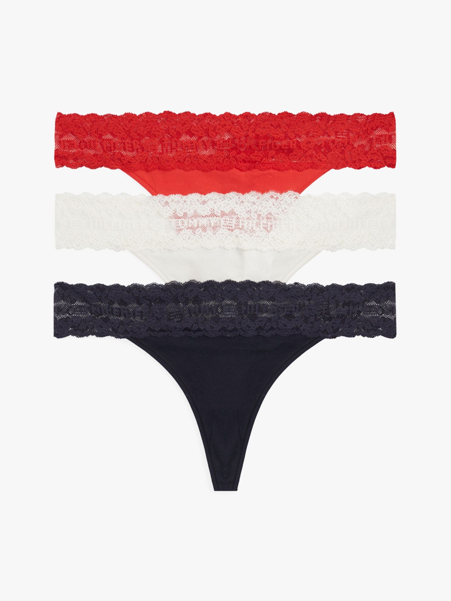 Tommy Hilfiger Lace-Trim Thong 3-Pack
