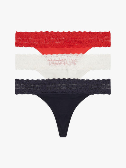 Tommy Hilfiger Lace-Trim Thong 3-Pack