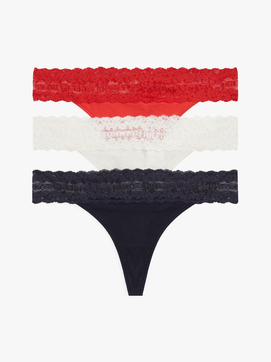 Tommy Hilfiger Lace-Trim Thong 3-Pack