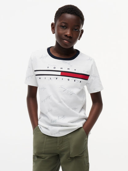 Tommy Hilfiger Kids' Signature Flag Stripe Logo T-Shirt