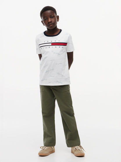 Tommy Hilfiger Kids' Signature Flag Stripe Logo T-Shirt