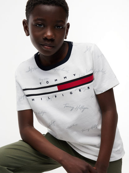 Tommy Hilfiger Kids' Signature Flag Stripe Logo T-Shirt