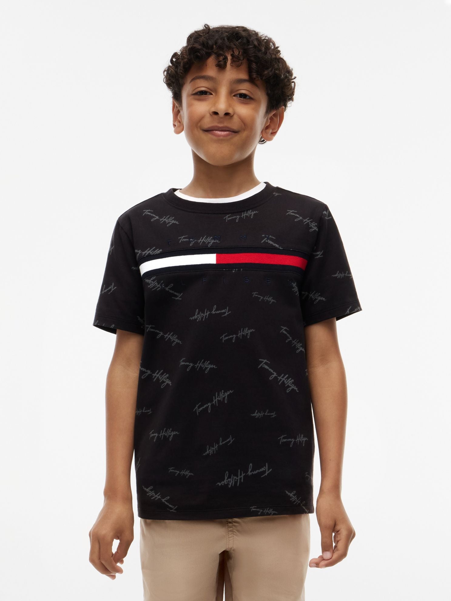 Tommy Hilfiger Kids' Signature Flag Stripe Logo T-Shirt