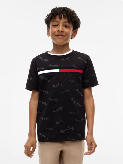 Tommy Hilfiger Kids' Signature Flag Stripe Logo T-Shirt