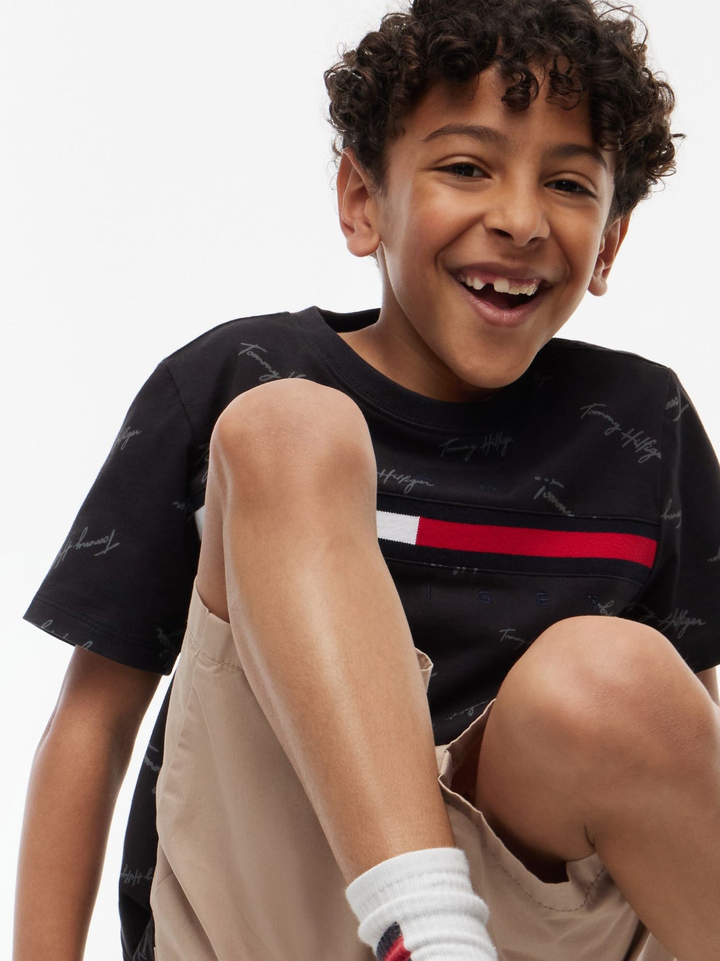 Tommy Hilfiger Kids' Signature Flag Stripe Logo T-Shirt