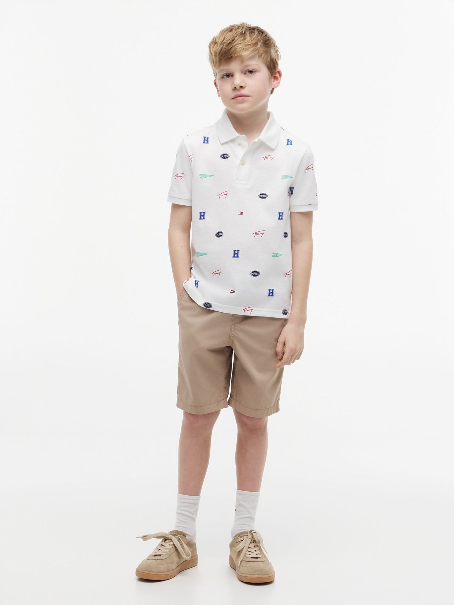 Tommy Hilfiger Kids' Allover Mixed Logo Stretch Polo