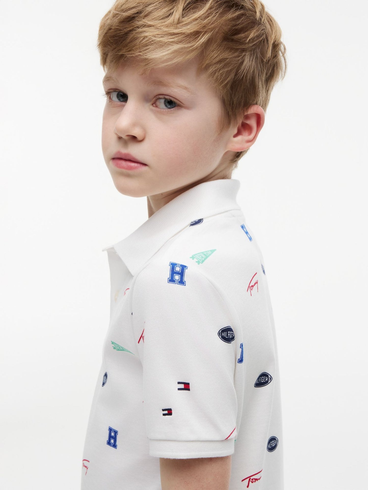 Tommy Hilfiger Kids' Allover Mixed Logo Stretch Polo