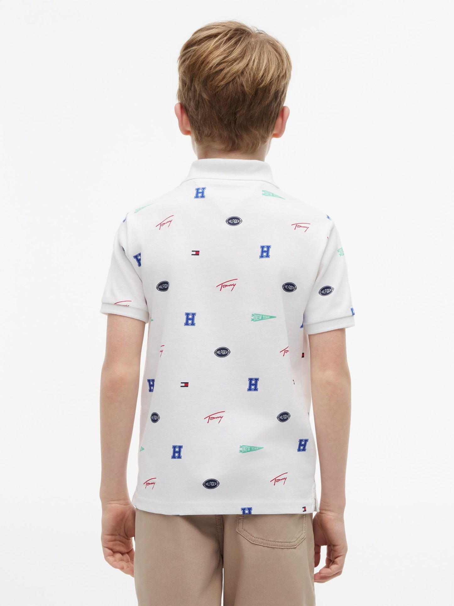 Tommy Hilfiger Kids' Allover Mixed Logo Stretch Polo