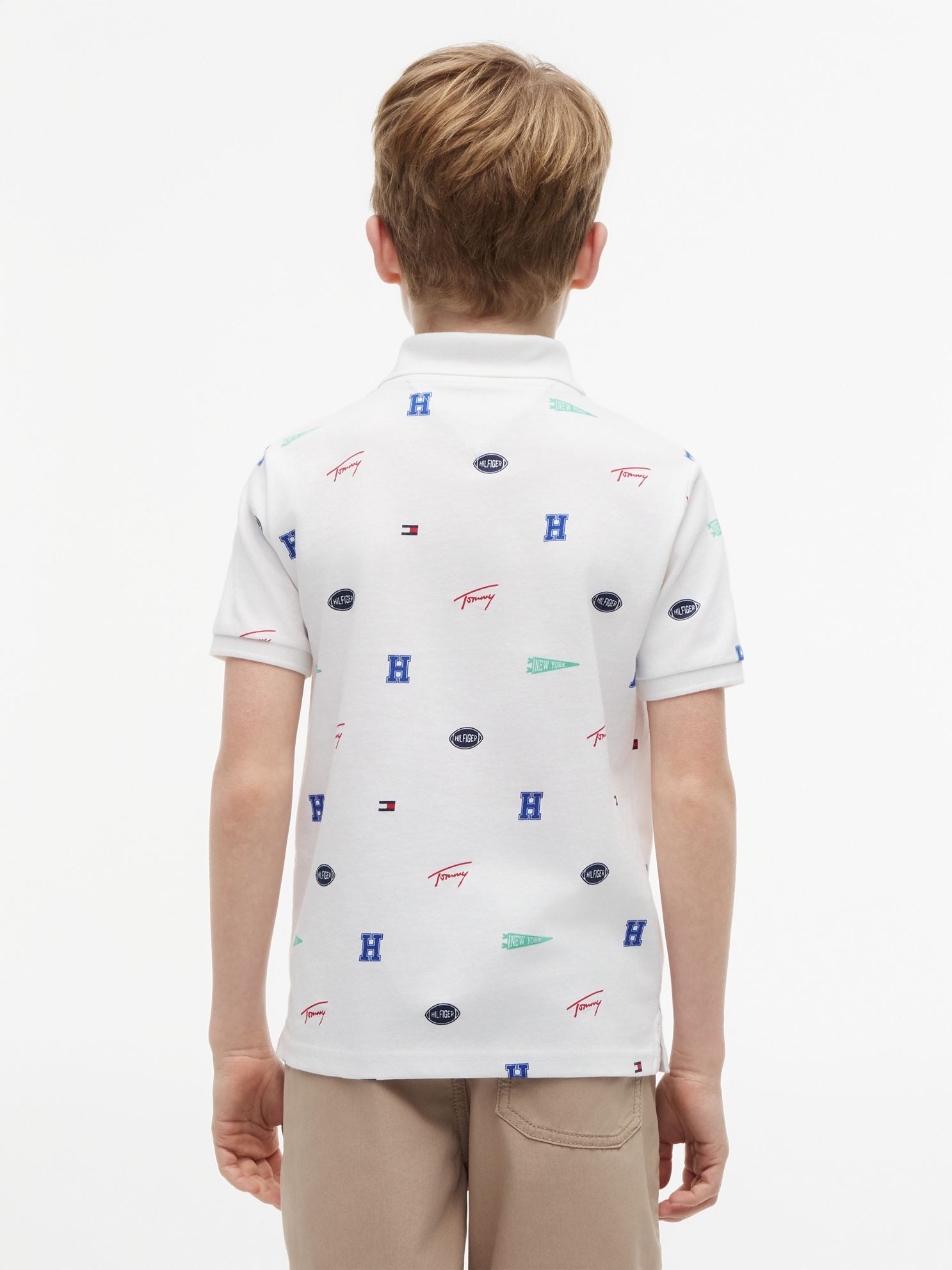 Tommy Hilfiger Kids' Allover Mixed Logo Stretch Polo