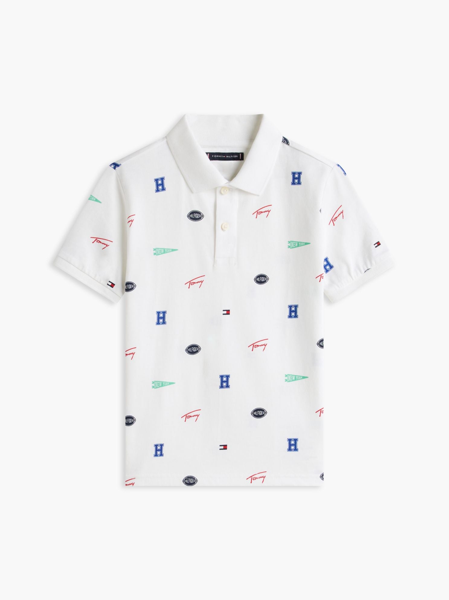 Tommy Hilfiger Kids' Allover Mixed Logo Stretch Polo