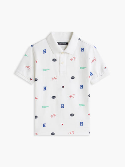 Tommy Hilfiger Kids' Allover Mixed Logo Stretch Polo