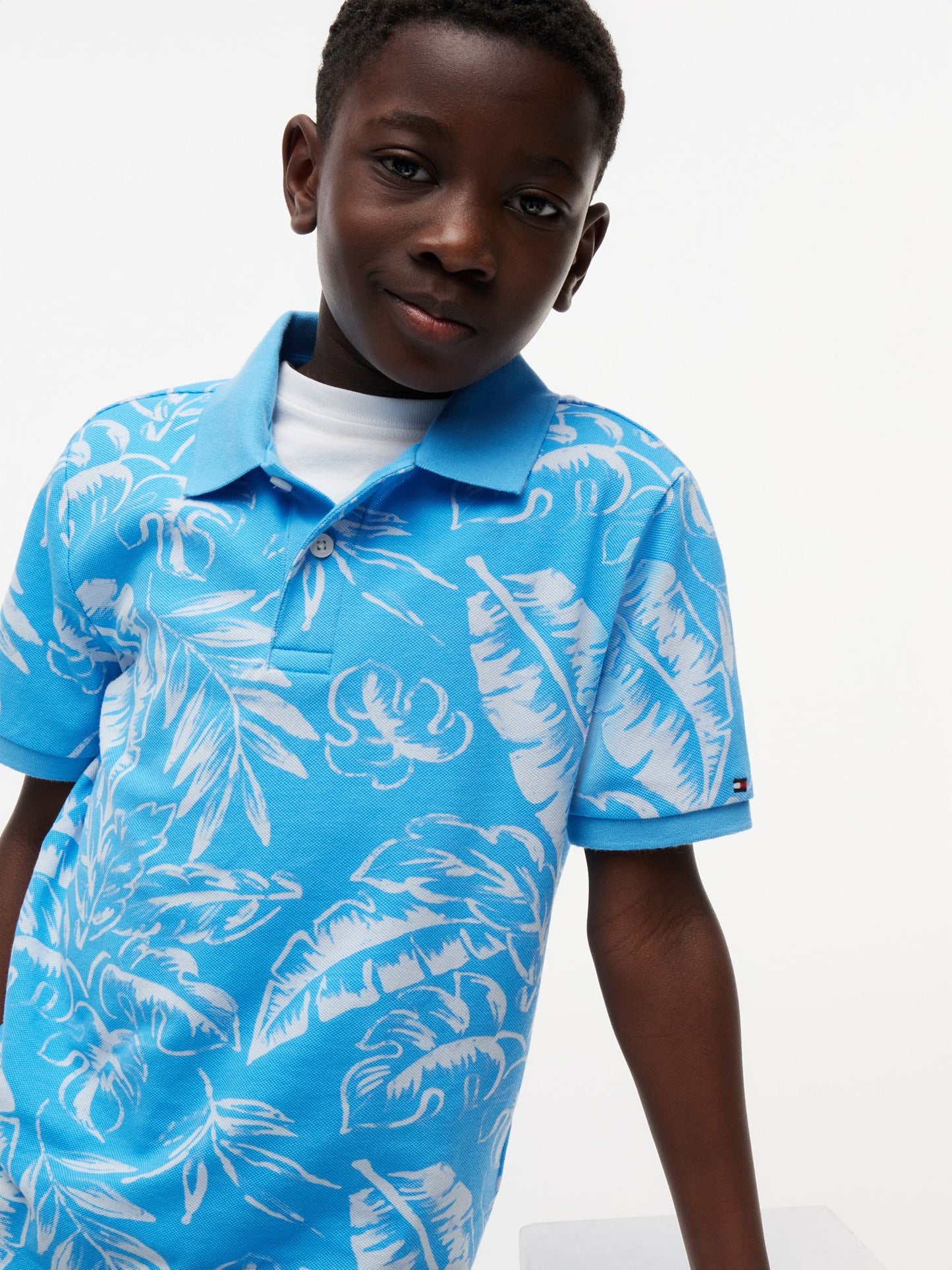 Tommy Hilfiger Kids' Tropical Print Stretch Polo