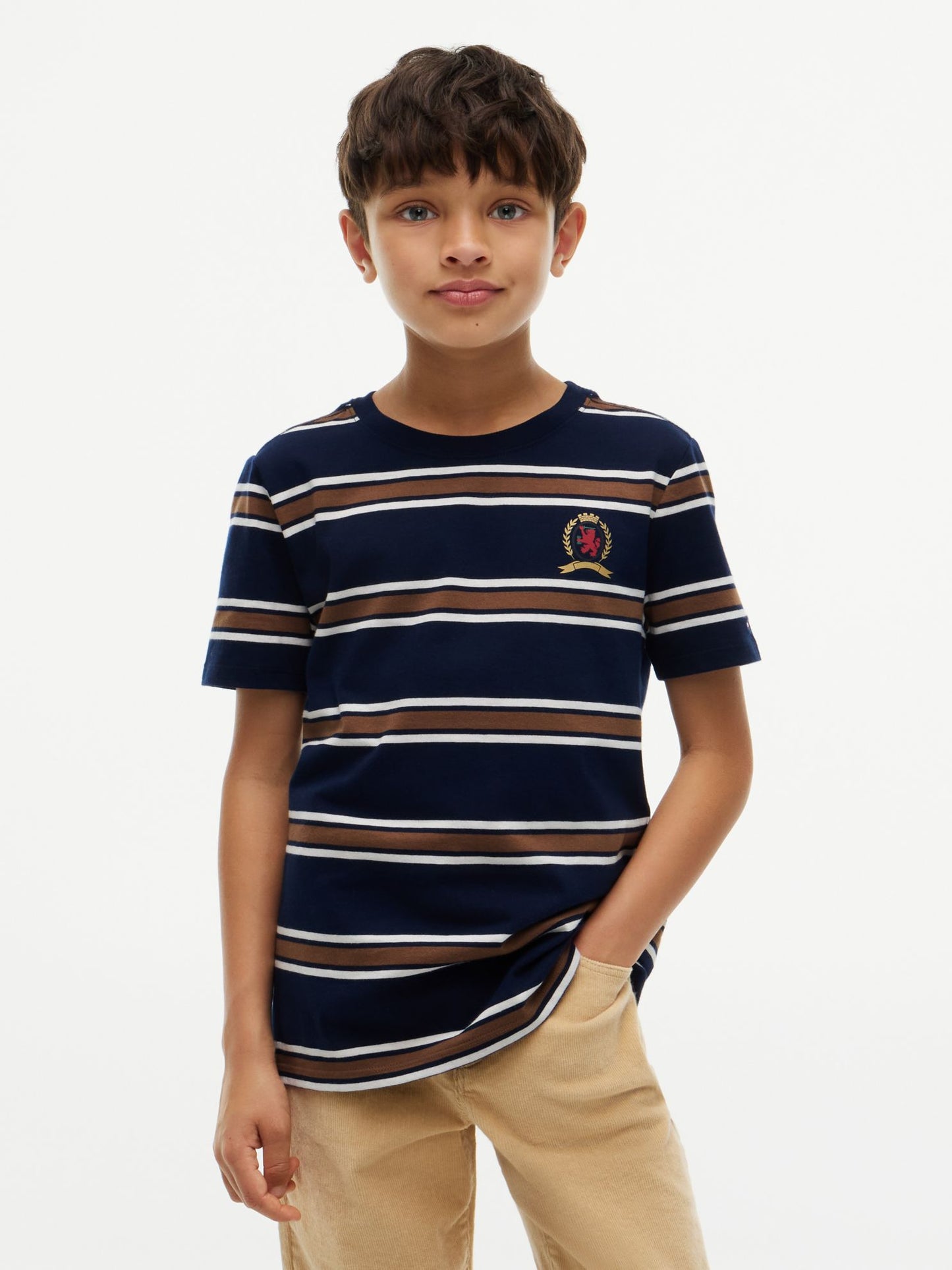 Tommy Hilfiger Kids' Crest Logo Striped T-Shirt