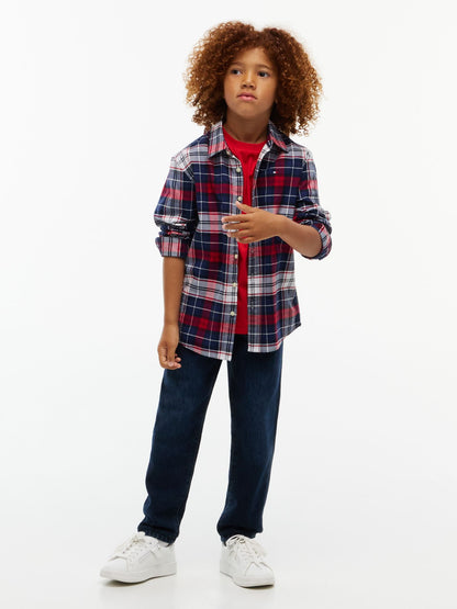 Tommy Hilfiger Kids' Plaid Stretch Oxford Shirt