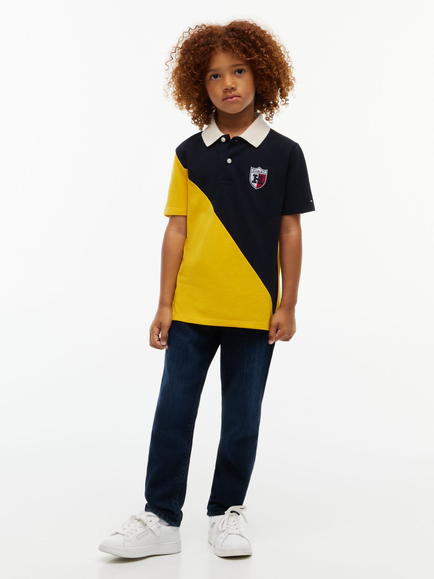 Tommy Hilfiger Kids' Crest Logo Colorblock Stretch Polo