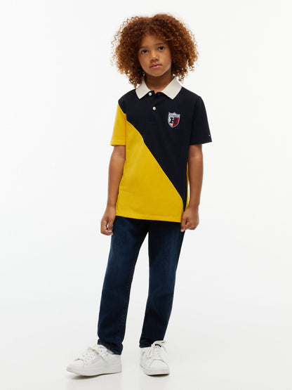 Tommy Hilfiger Kids' Crest Logo Colorblock Stretch Polo