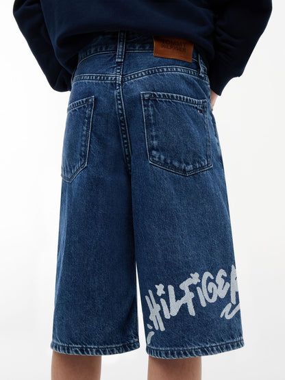 Tommy Hilfiger Kids' Graffiti Print Baggy Denim Short
