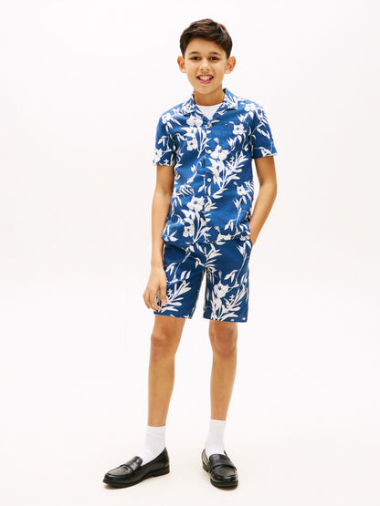 Tommy Hilfiger Kids' Linen-Cotton Blend Floral Short