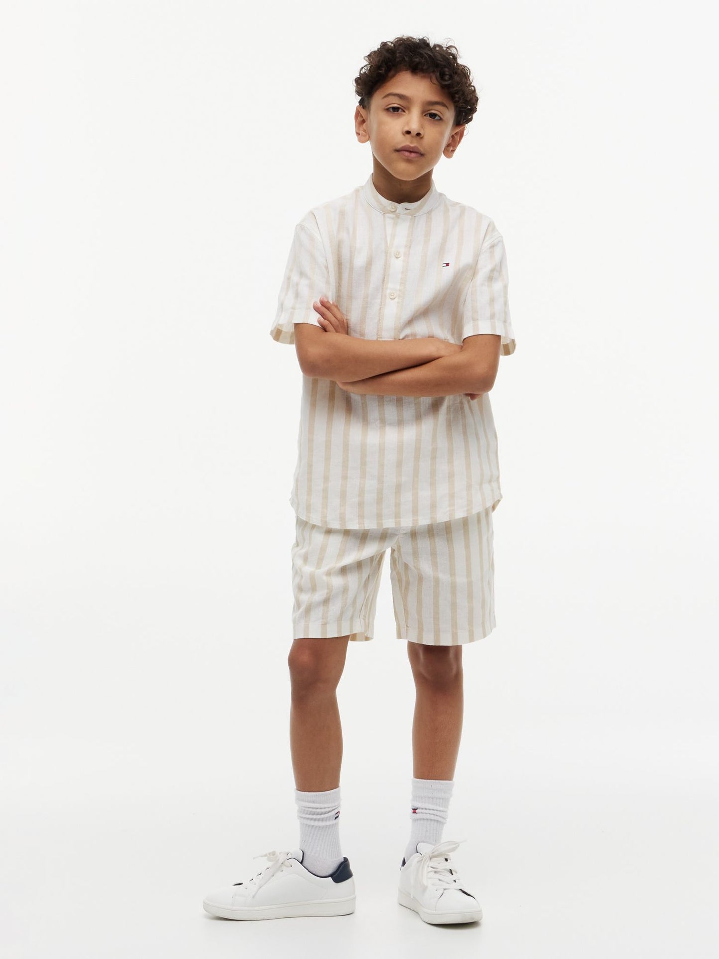 Tommy Hilfiger Kids' Relaxed Striped Linen-Blend Short