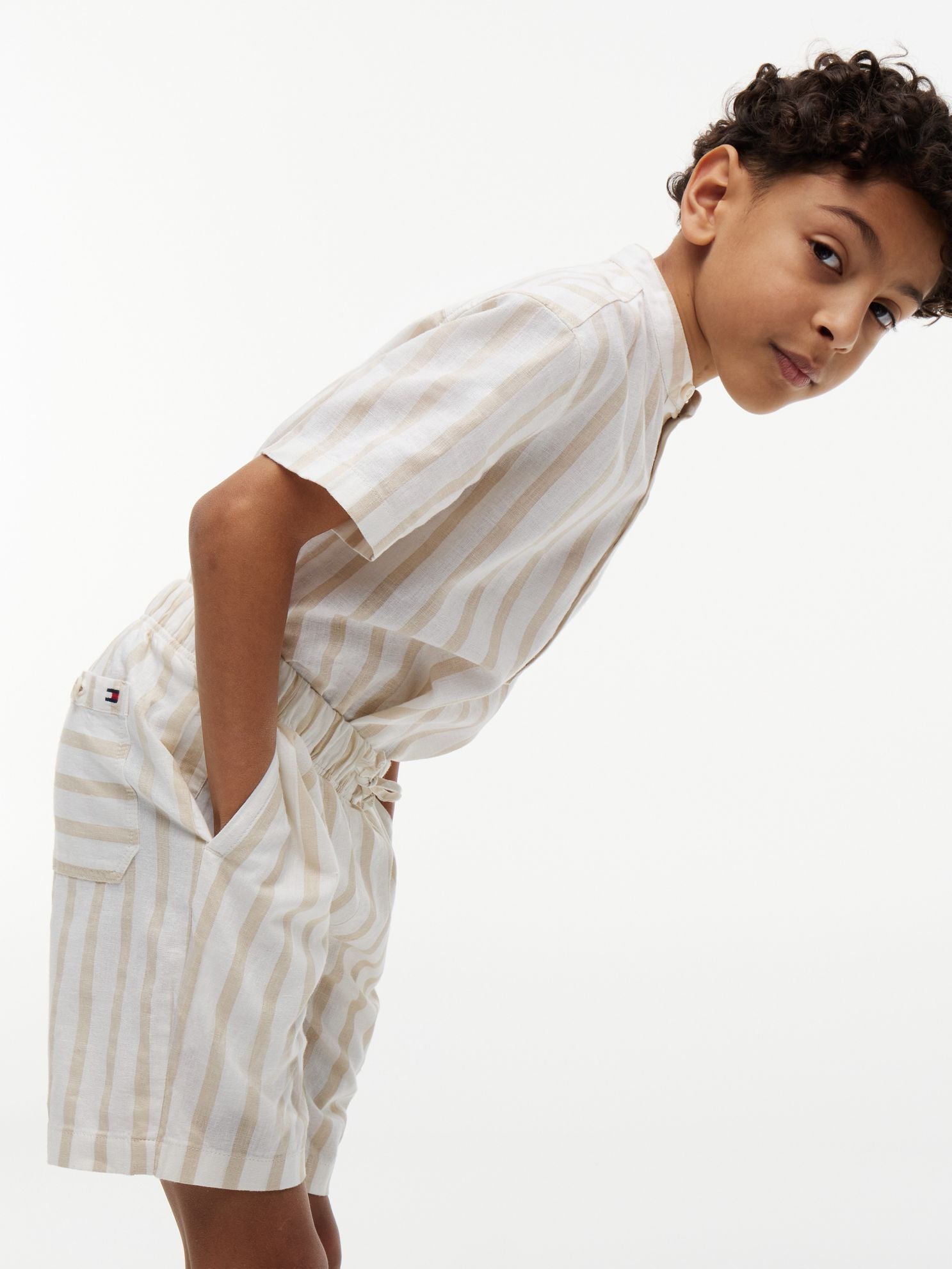 Tommy Hilfiger Kids' Relaxed Striped Linen-Blend Short