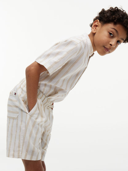 Tommy Hilfiger Kids' Relaxed Striped Linen-Blend Short