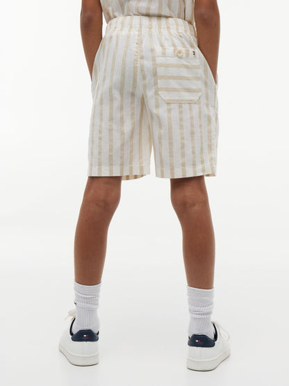 Tommy Hilfiger Kids' Relaxed Striped Linen-Blend Short