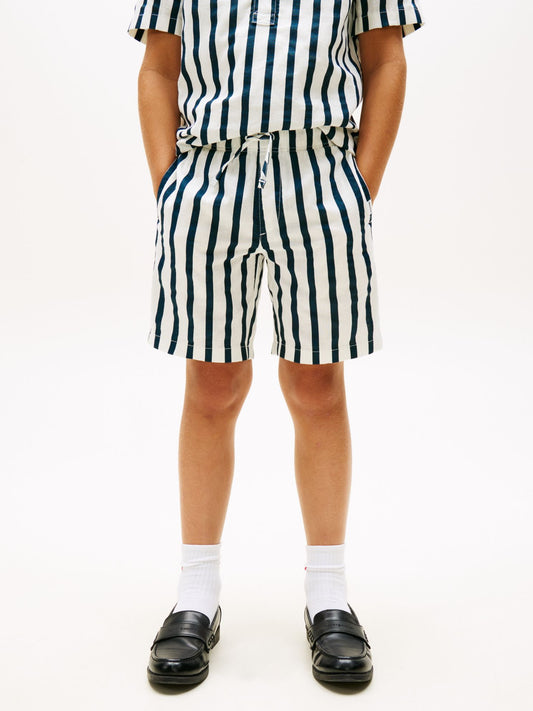 Tommy Hilfiger Kids' Relaxed Striped Linen-Blend Short