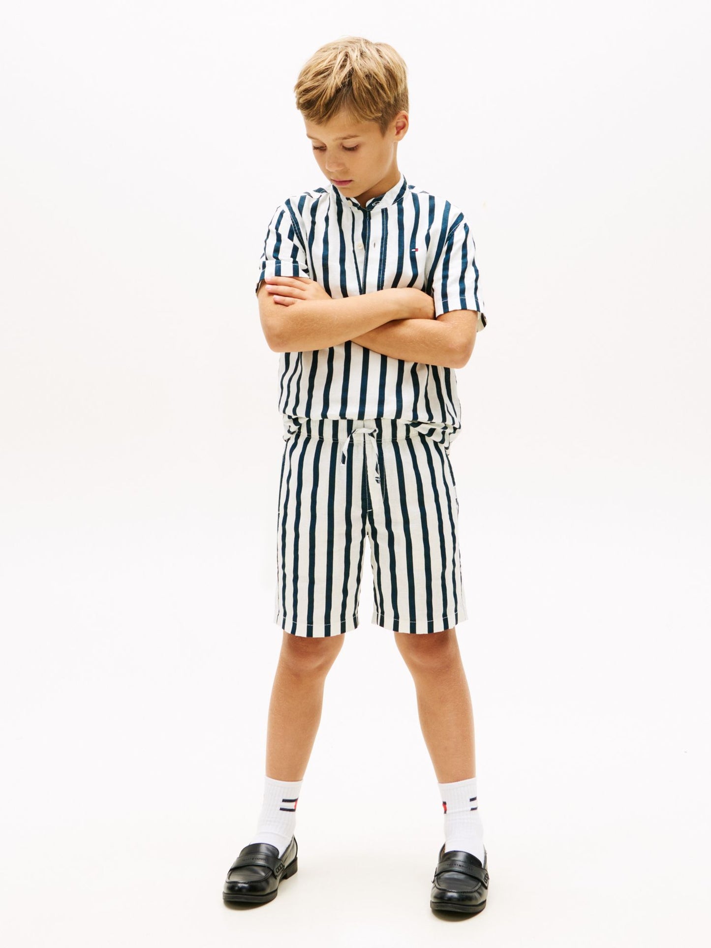 Tommy Hilfiger Kids' Relaxed Striped Linen-Blend Short
