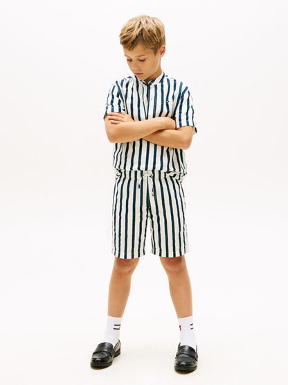 Tommy Hilfiger Kids' Relaxed Striped Linen-Blend Short