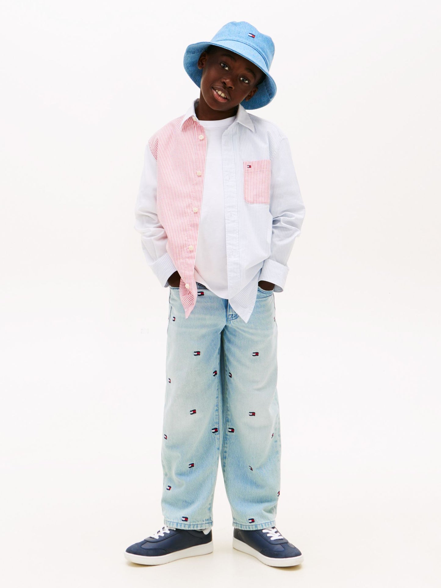 Tommy Hilfiger Kids' Allover Wavy Flag Logo Baggy Jean