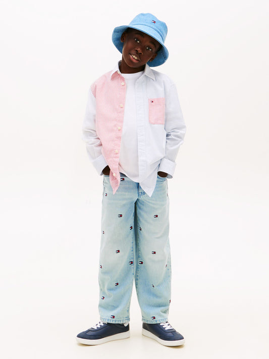 Tommy Hilfiger Kids' Allover Wavy Flag Logo Baggy Jean
