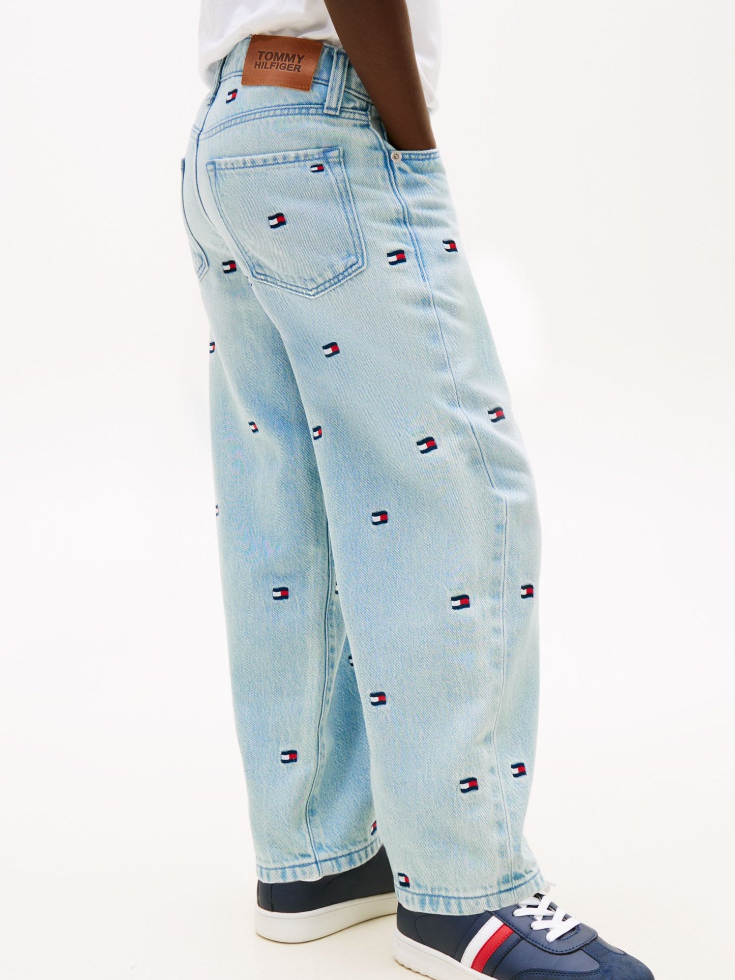 Tommy Hilfiger Kids' Allover Wavy Flag Logo Baggy Jean