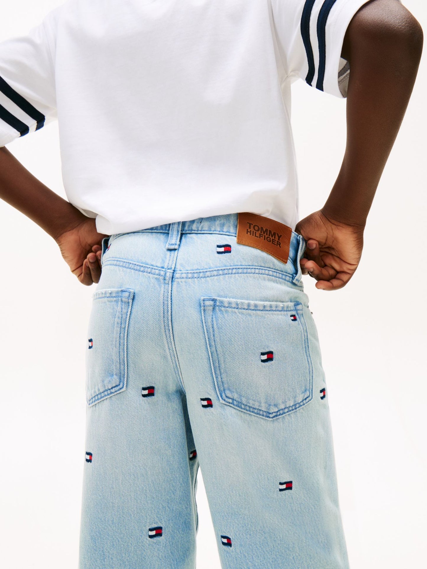 Tommy Hilfiger Kids' Allover Wavy Flag Logo Baggy Jean