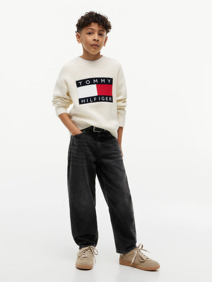 Tommy Hilfiger Kids' Black Wash Barrel Jean
