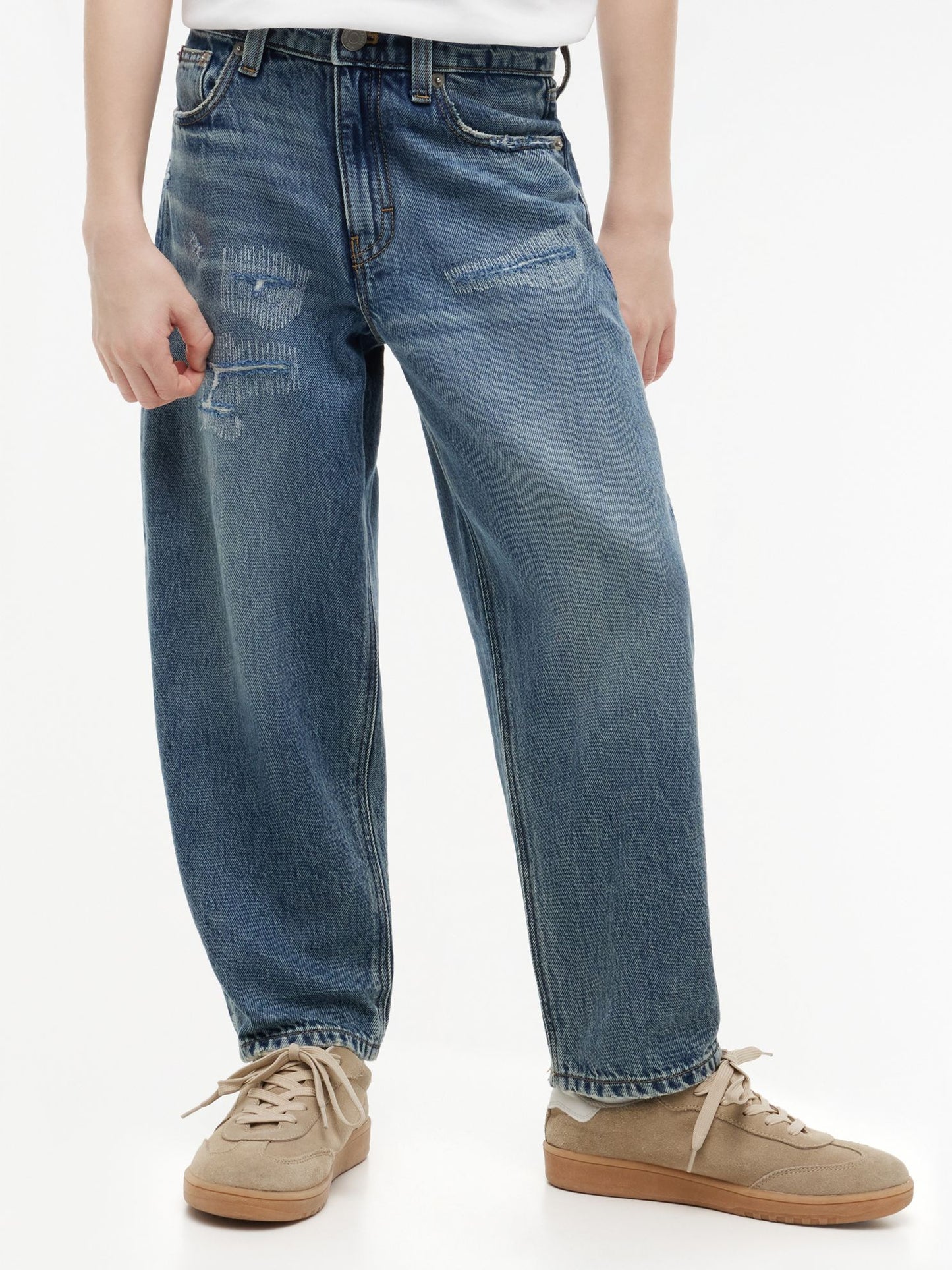 Tommy Hilfiger Kids' Medium Wash Distressed Barrel Jean
