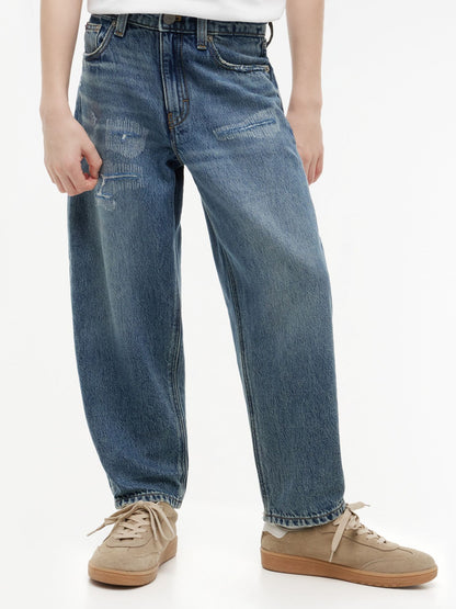Tommy Hilfiger Kids' Medium Wash Distressed Barrel Jean