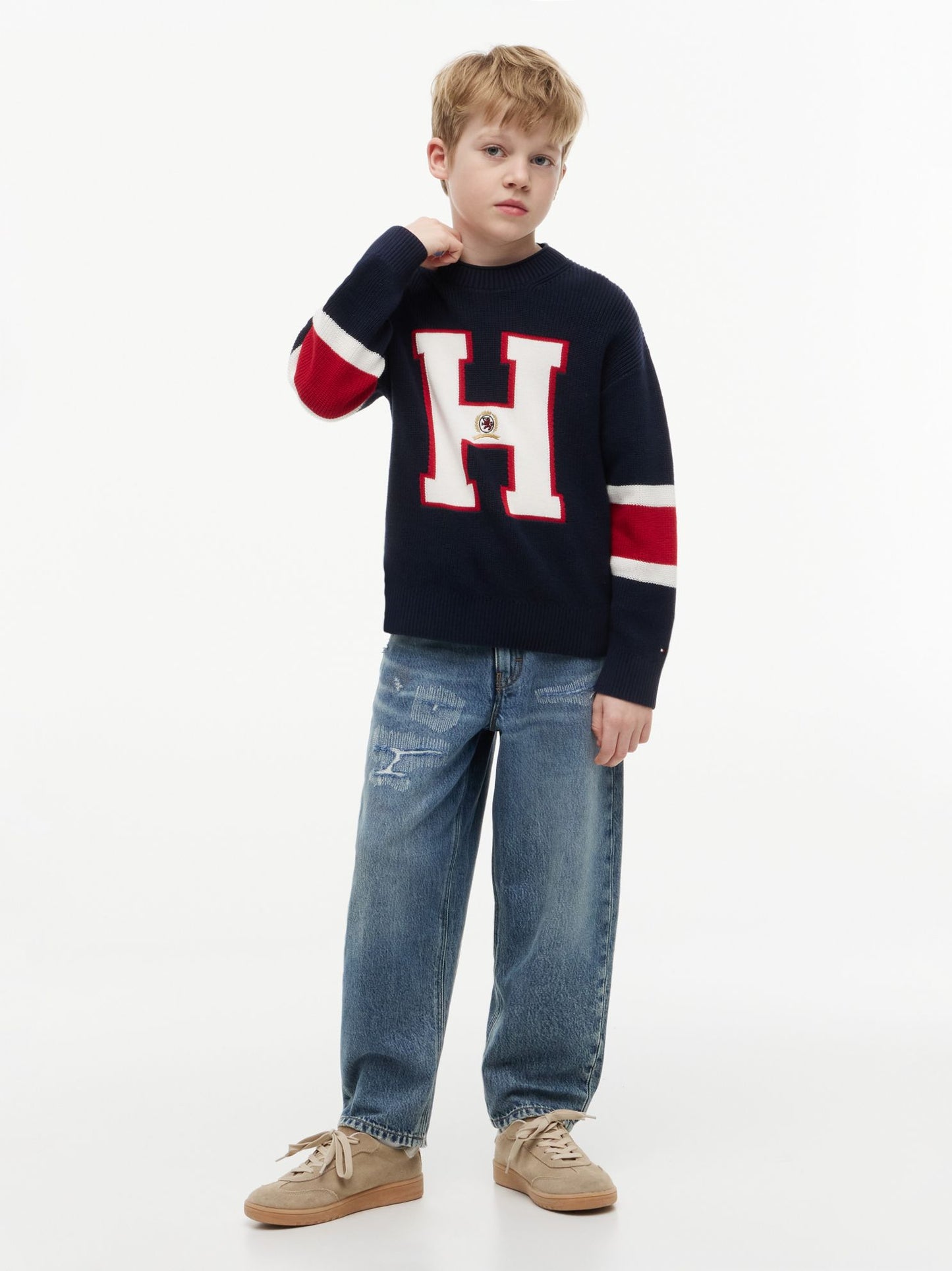 Tommy Hilfiger Kids' Medium Wash Distressed Barrel Jean
