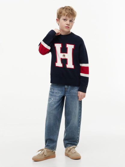Tommy Hilfiger Kids' Medium Wash Distressed Barrel Jean