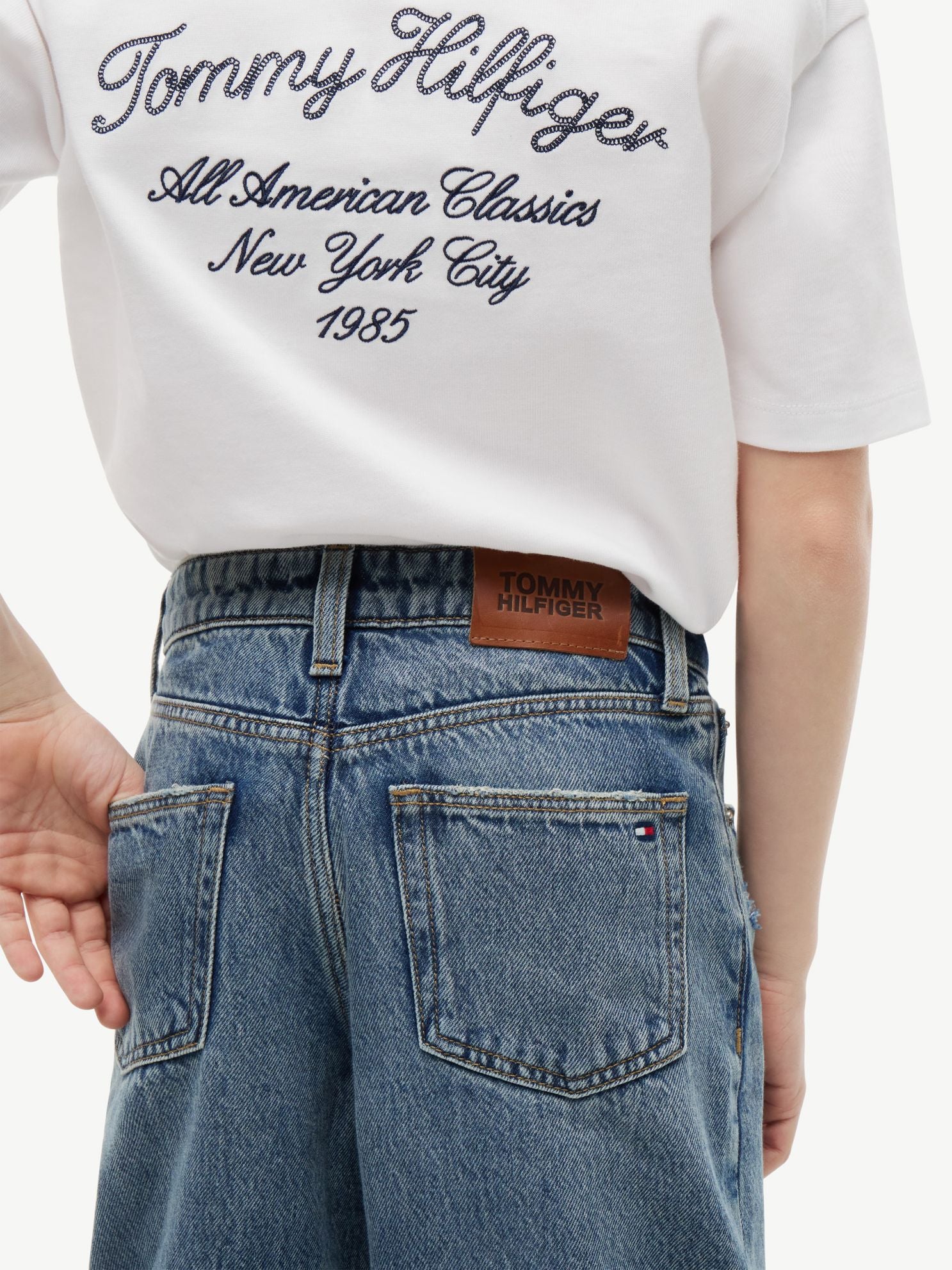 Tommy Hilfiger Kids' Medium Wash Distressed Barrel Jean