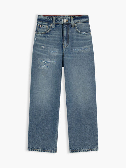 Tommy Hilfiger Kids' Medium Wash Distressed Barrel Jean