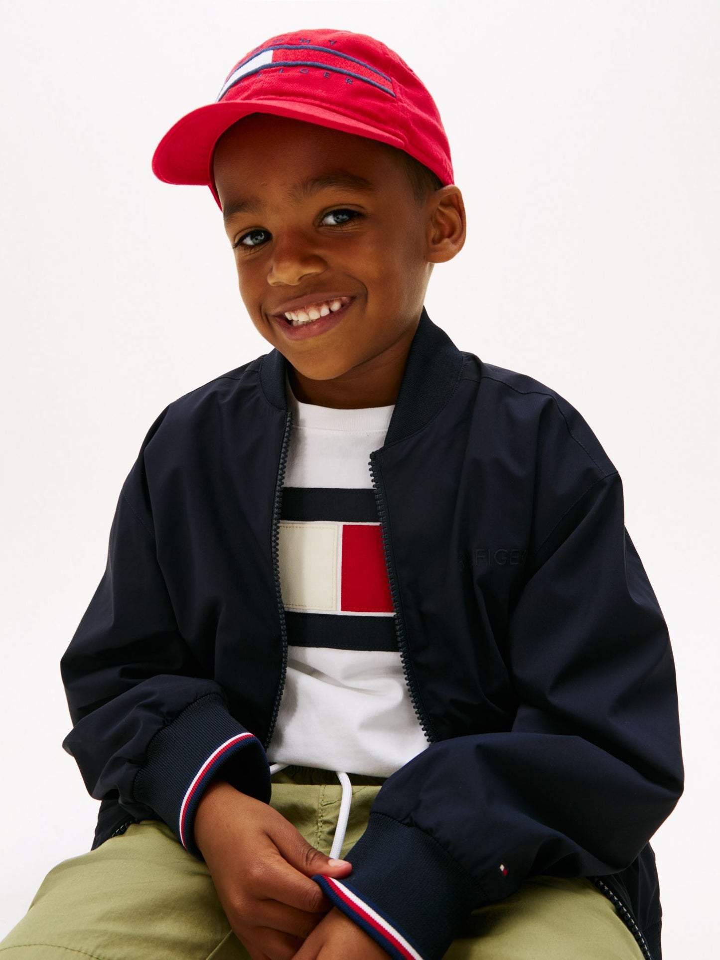 Tommy Hilfiger Kids' Flag Stripe Logo Baseball Cap