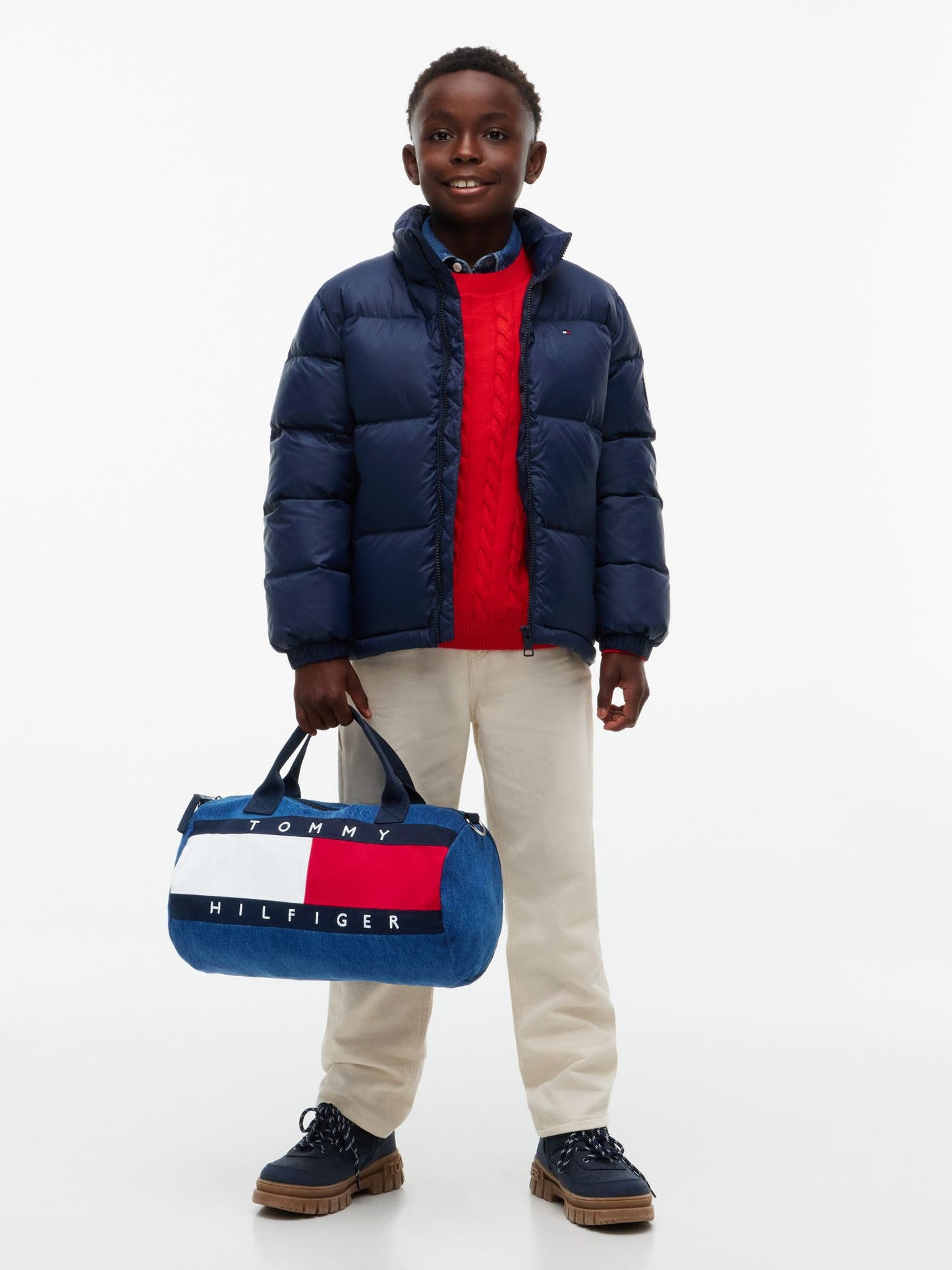 Tommy Hilfiger Kids' Flag Logo Denim Duffel Bag