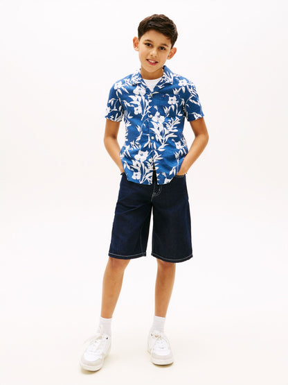 Tommy Hilfiger Kids' Linen-Cotton Blend Floral Shirt
